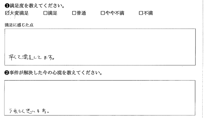 早くて満足してます