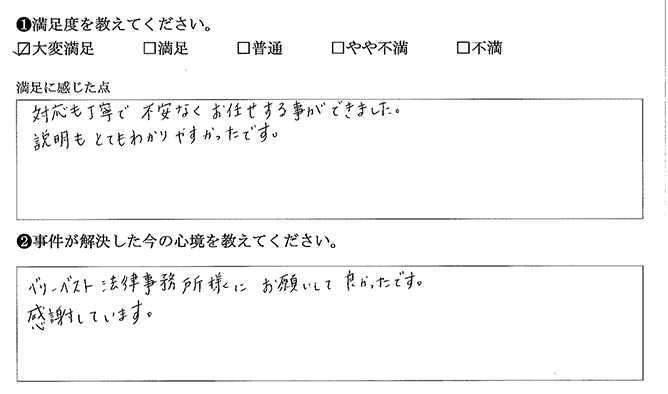 ベリーベストにお願いして良かったです