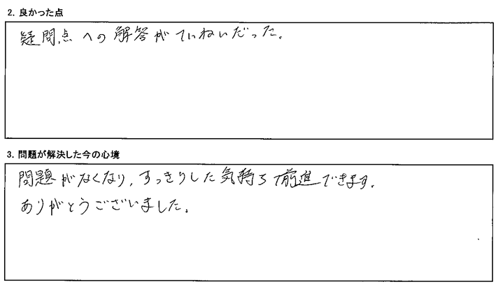 疑問点への解答がていねいだった