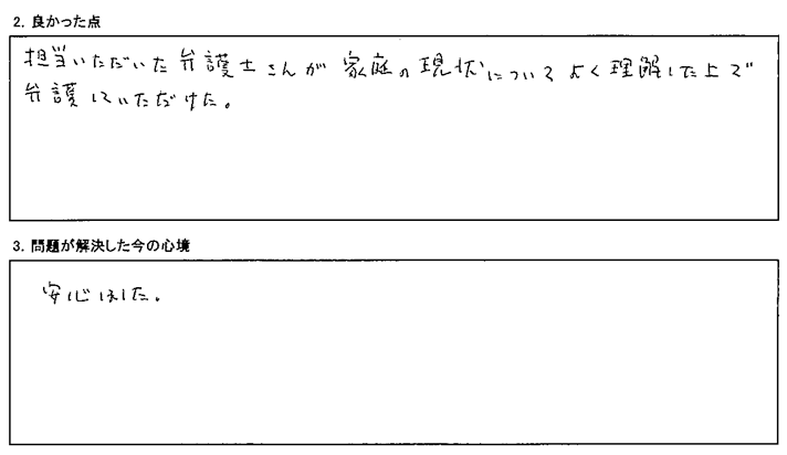 家族の現状についてよく理解した上で弁護していただけた