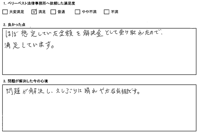 問題が解決し、久しぶりに晴れやかな気持ちです